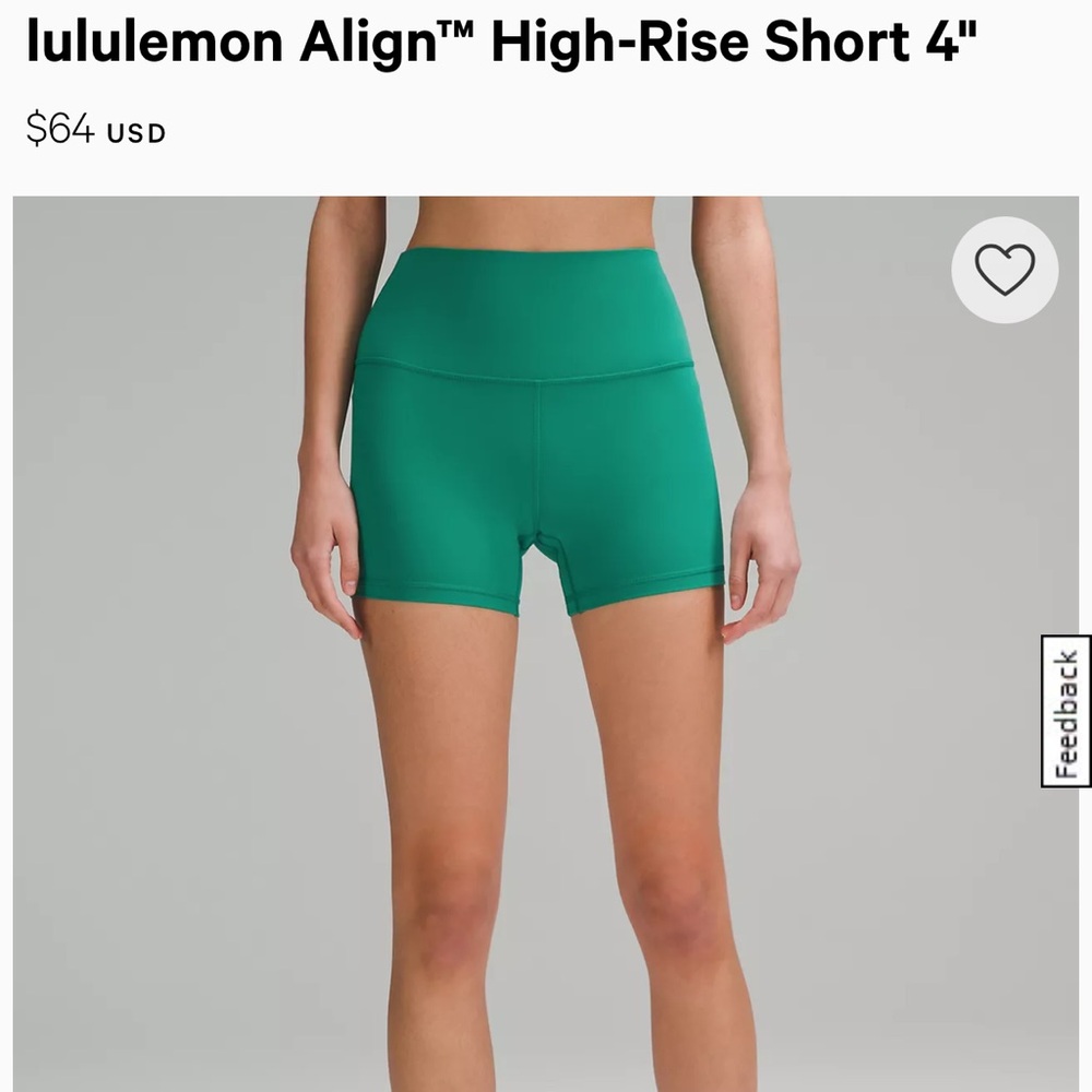 Lululemon Align High Rise 4” Short NWT